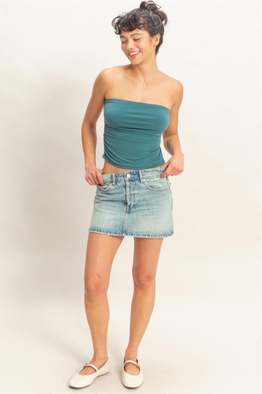 Ruched Bandeau Tube Top