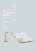 Chasm Satin Ruched Strap Tie Up Sandals