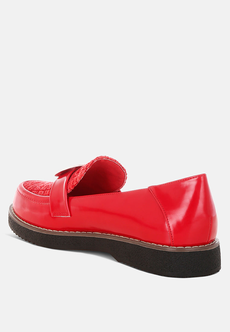 Elaris Tweed & Faux Leather Loafers