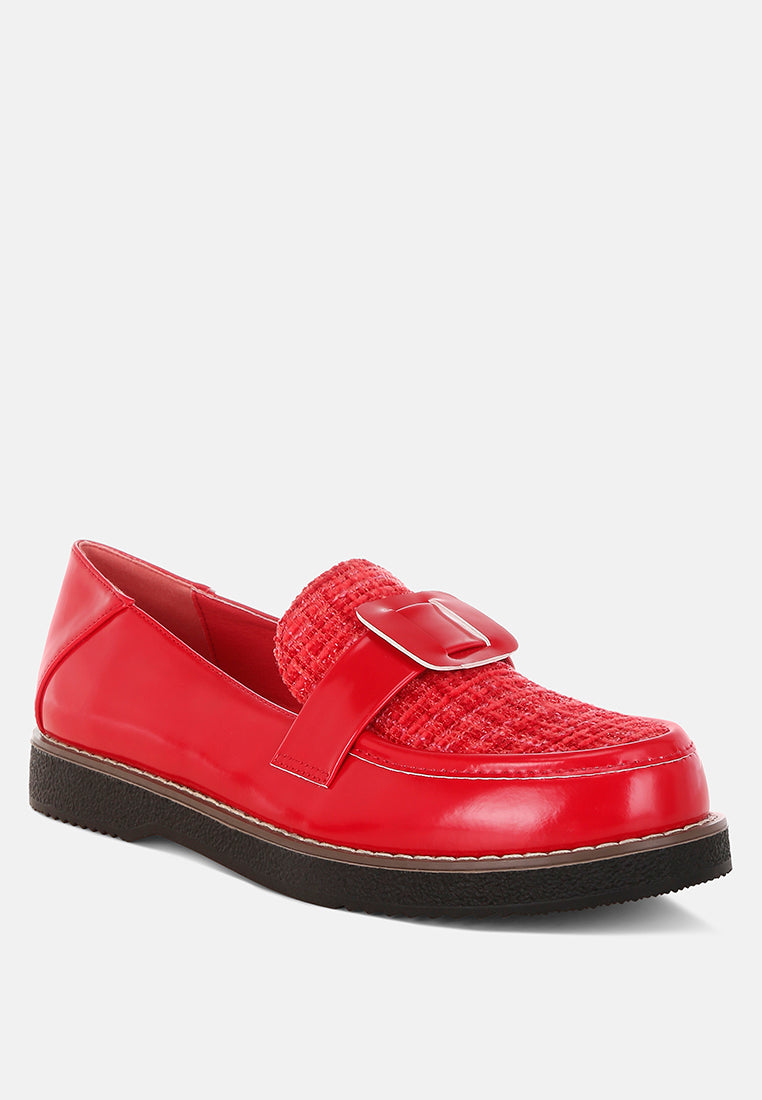 Elaris Tweed & Faux Leather Loafers