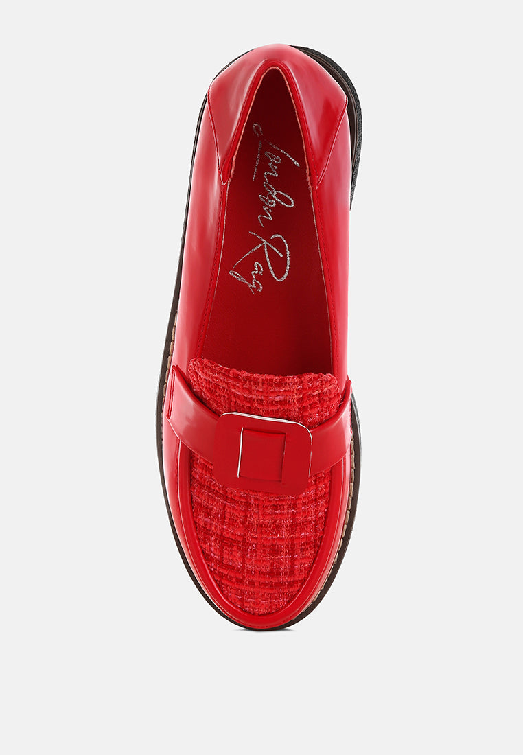 Elaris Tweed & Faux Leather Loafers