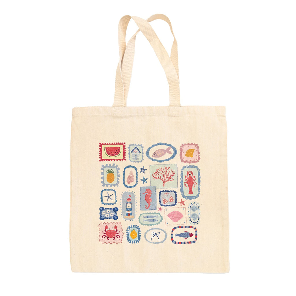 Summer Postage Stamp Doodles Tote Bag