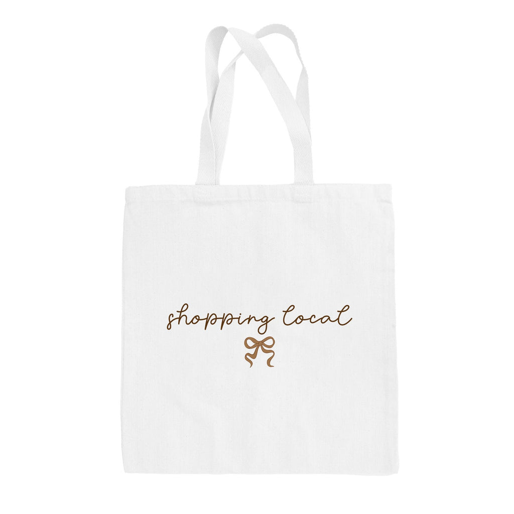 Shopping Local Script + Bow Tote Bag