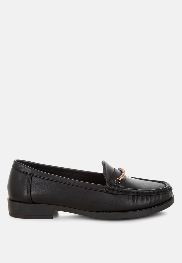 Nemunk Metallic Chain Detail Loafers
