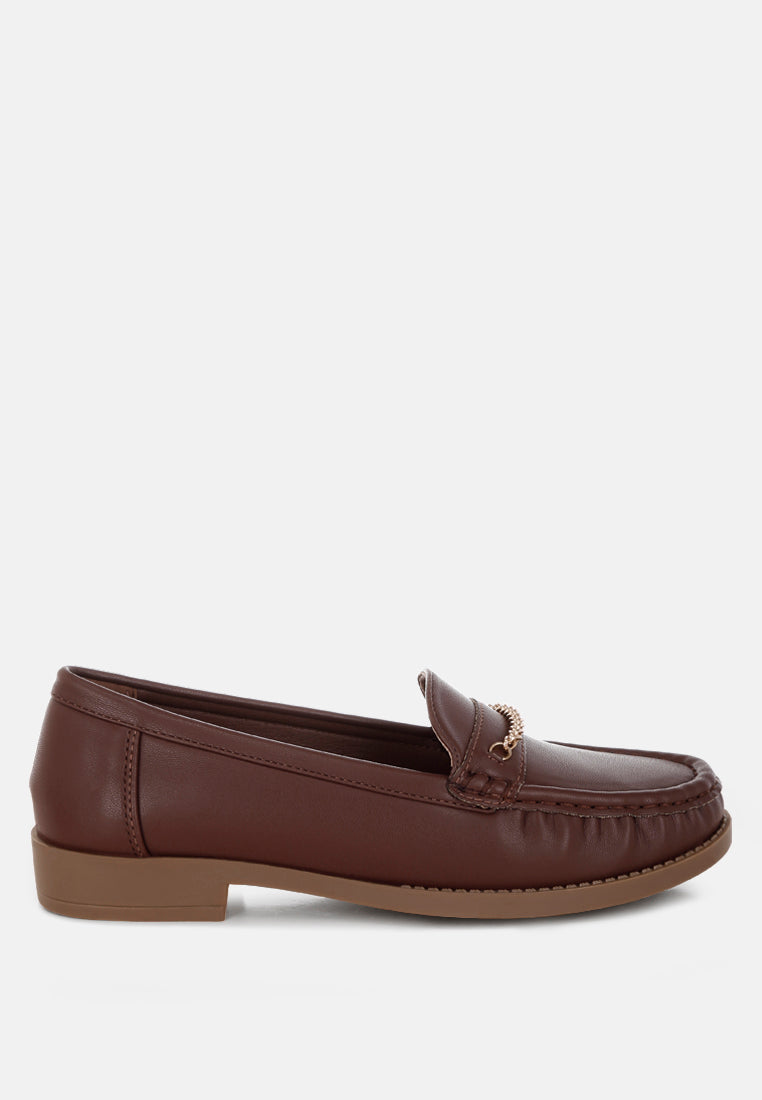 Nemunk Metallic Chain Detail Loafers