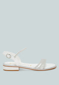 Nobbity Rhinestone Pearl Detail Flat Sandals