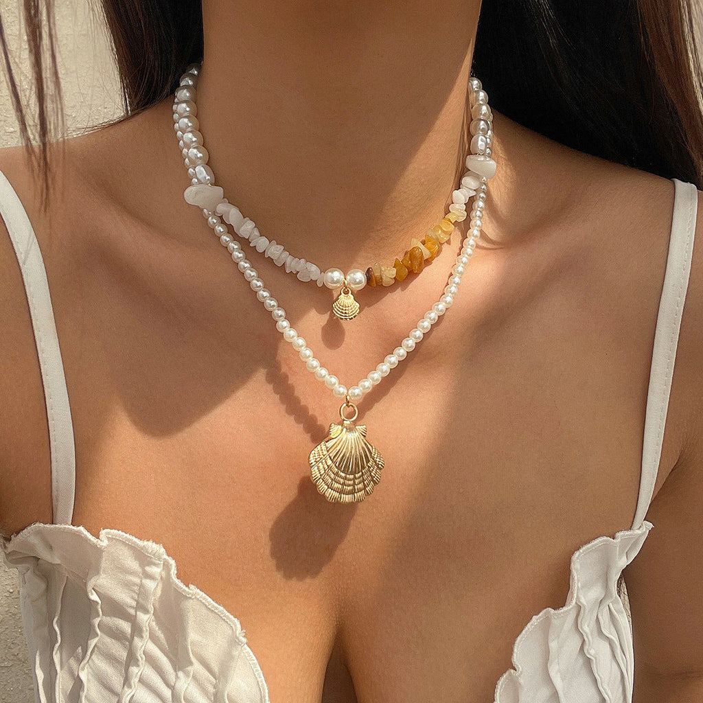 starfish necklace shell conch tassel multi-layer necklace
