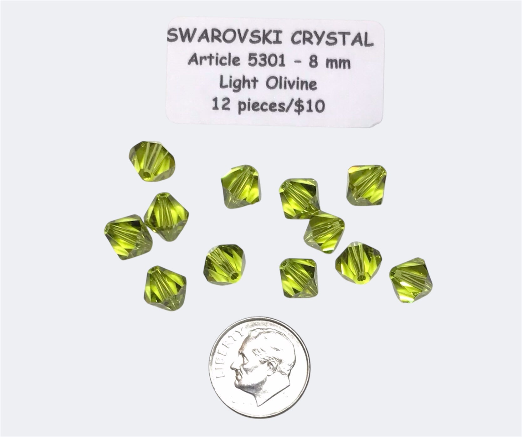 Swarovski Crystal Beads - Article 5301 - 8mm - Light Olivine
