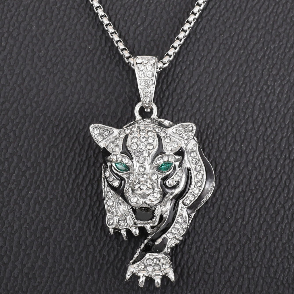 Hip Hop Fierce Shark Inlaid Zircon Pendant Charm Trend Necklace