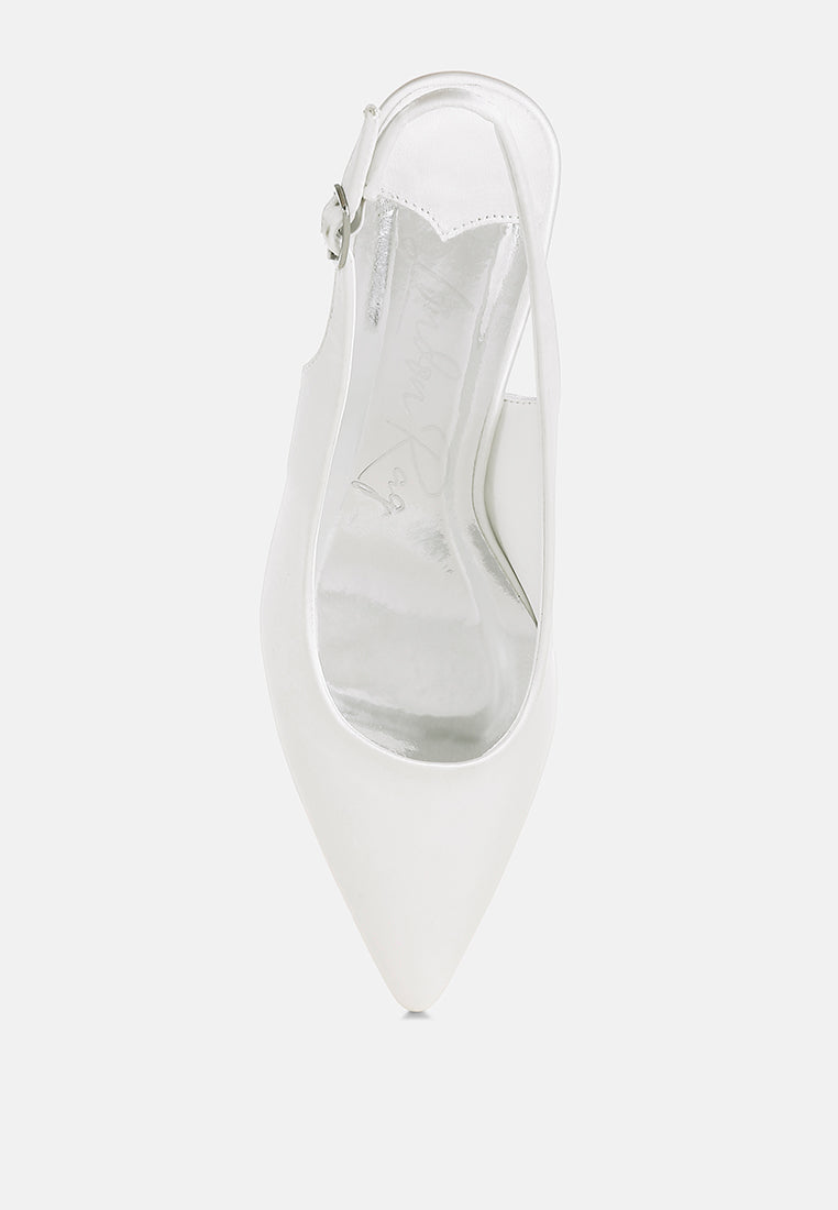 Vinca Satin Pointed Toe Slingbacks