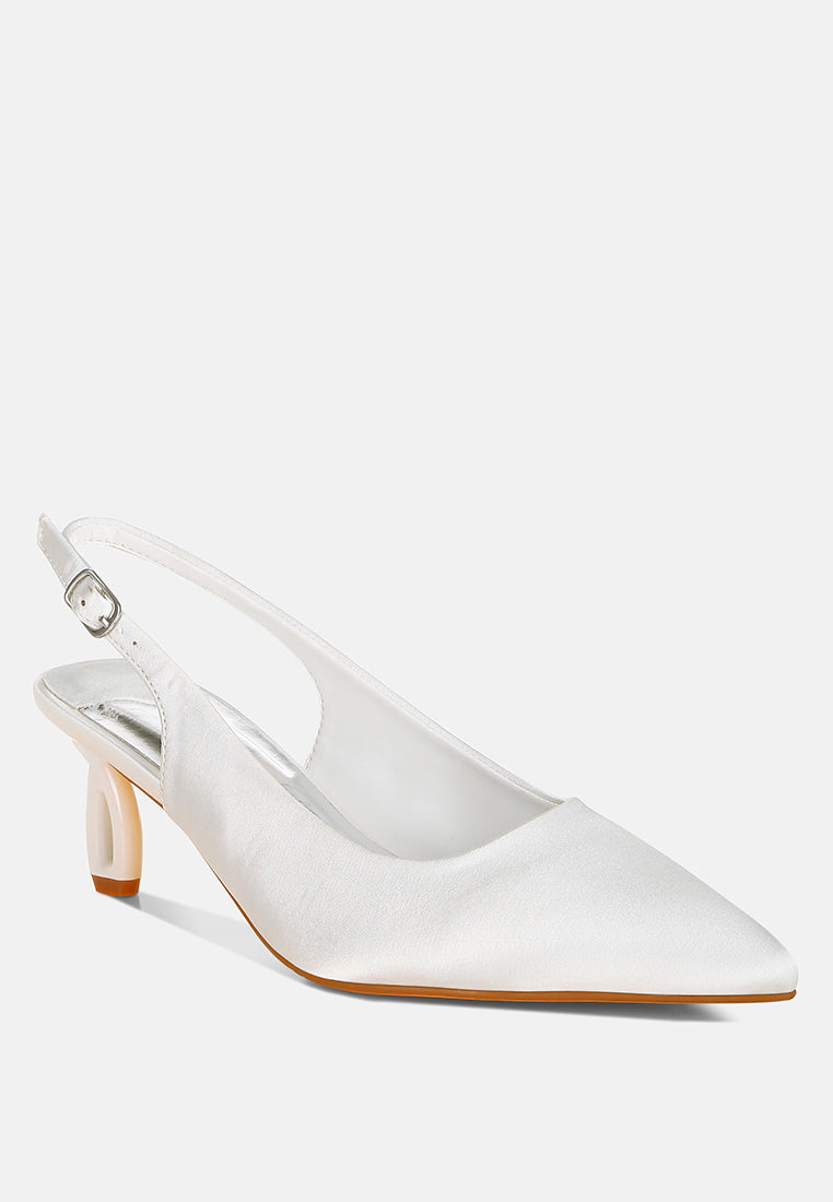 Vinca Satin Pointed Toe Slingbacks