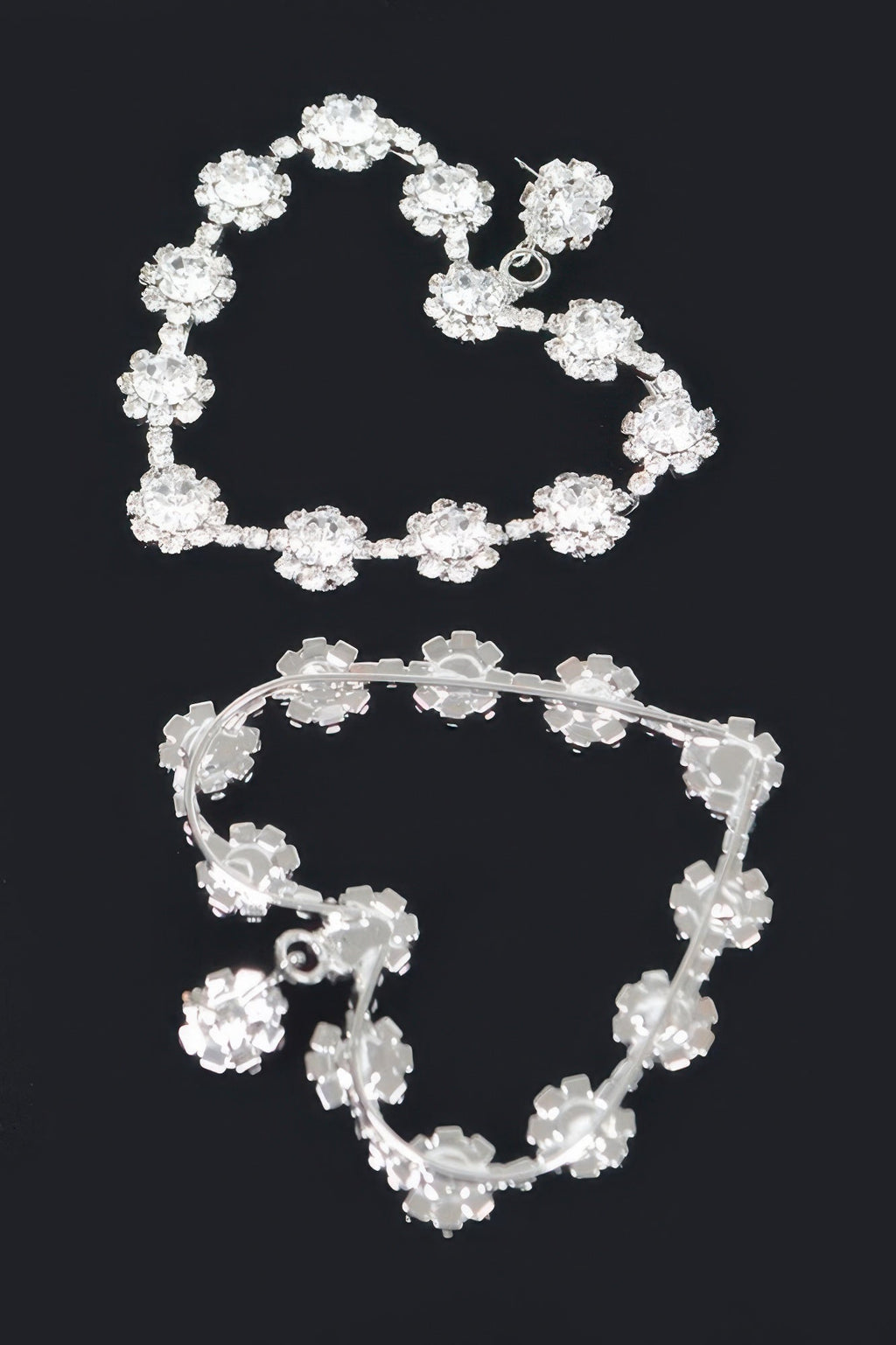 Multi Rhinestone Flower Heart Shape Earring