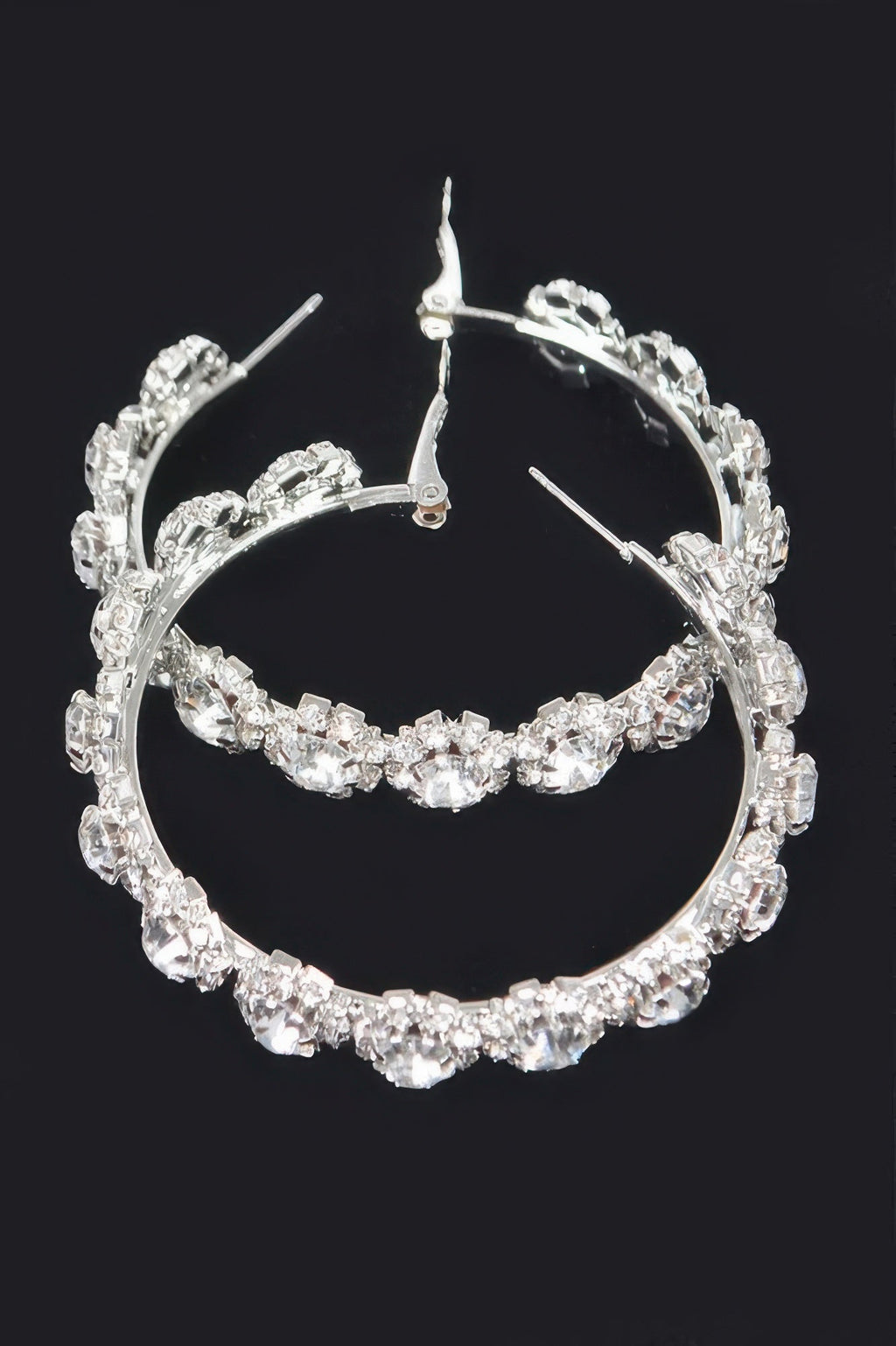 Multi Rhinestone Flower Hoop Earring