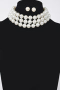 Faux Pearl Necklace W/earring