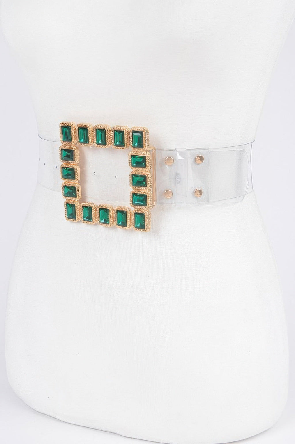 Women's Stone Buckle Faux Leather Belt