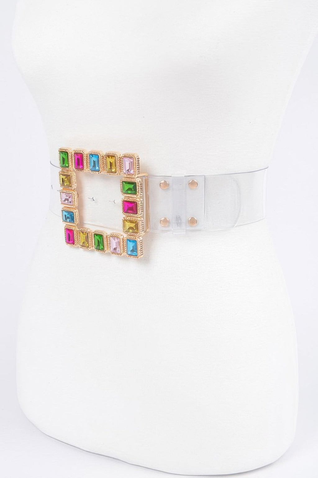 Women's Stone Buckle Faux Leather Belt