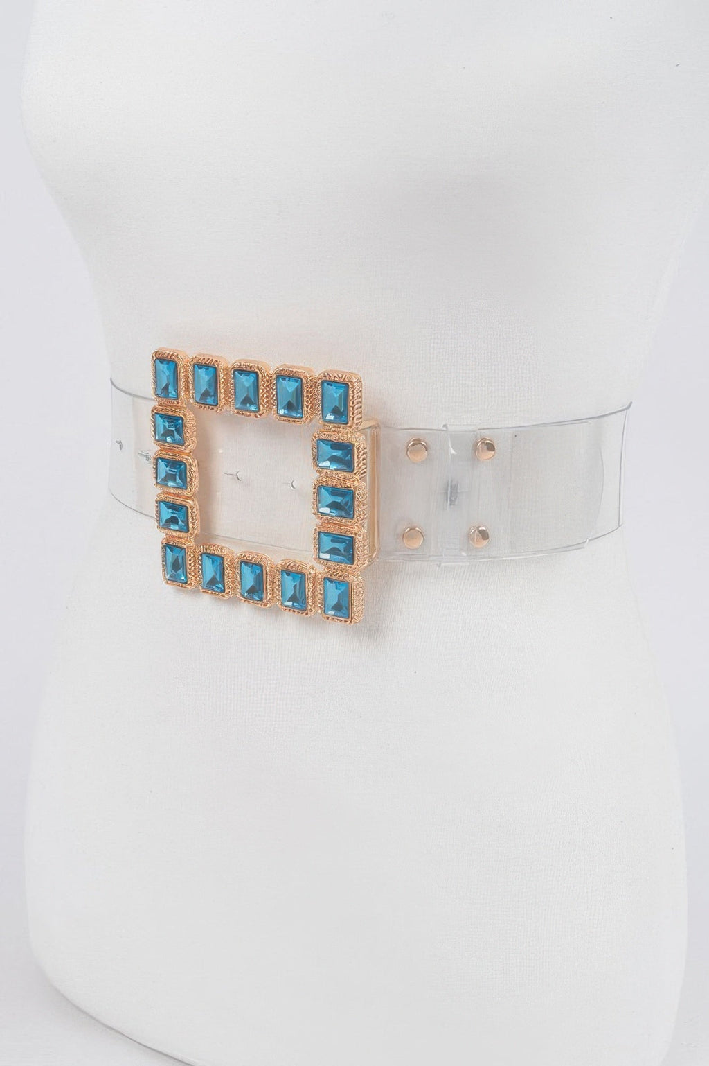 Women's Stone Buckle Faux Leather Belt