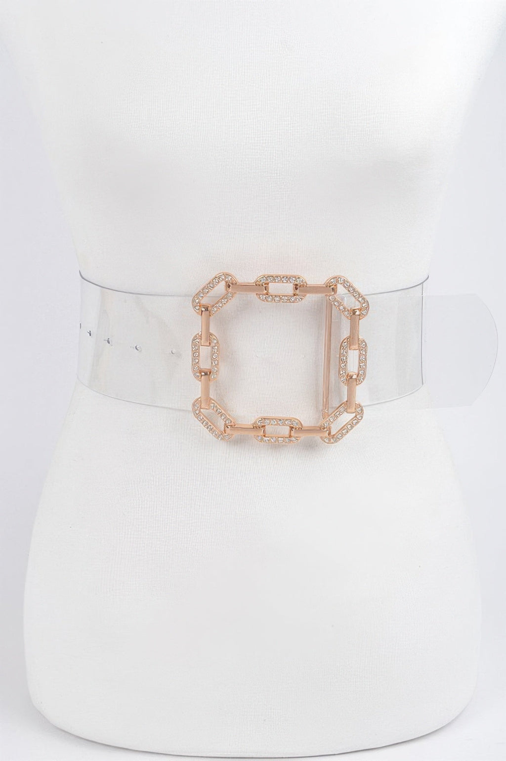 Transparent Plus Size Belt With Gold and Rhinestone Buckle