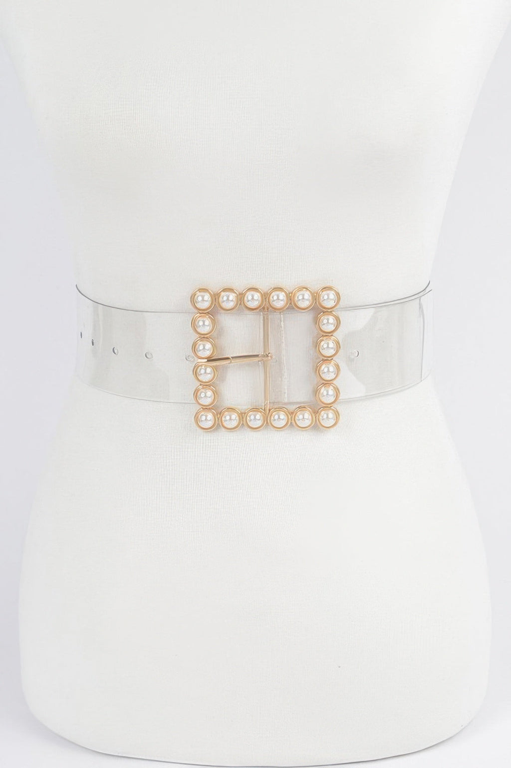 Beaded Square Buckle Transparent Plus Size Belt