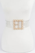 Beaded Square Buckle Transparent Plus Size Belt