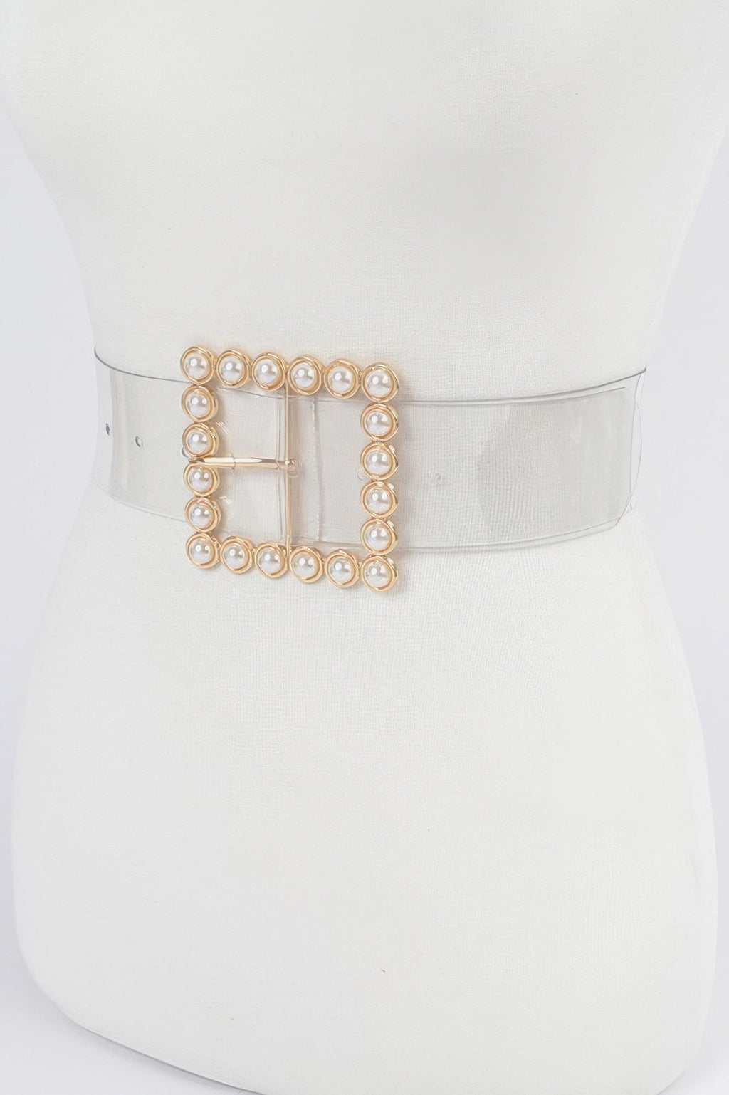 Beaded Square Buckle Transparent Plus Size Belt