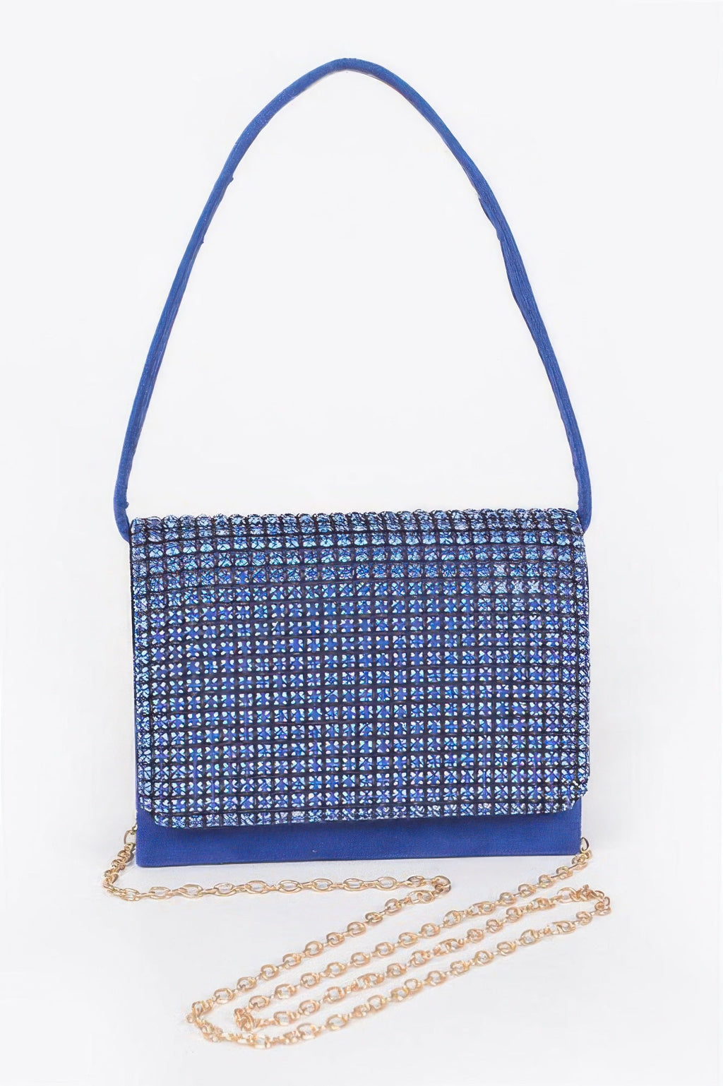 Faux Suede Oversized Rhinestone Crossbody Bag