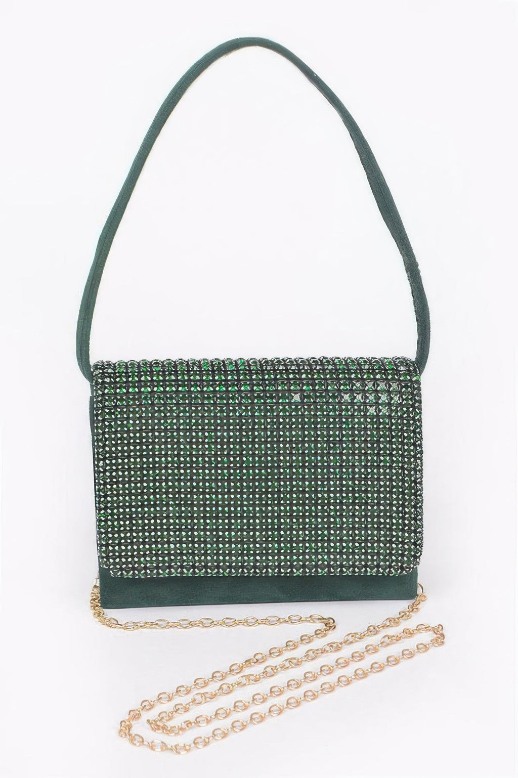 Faux Suede Oversized Rhinestone Crossbody Bag