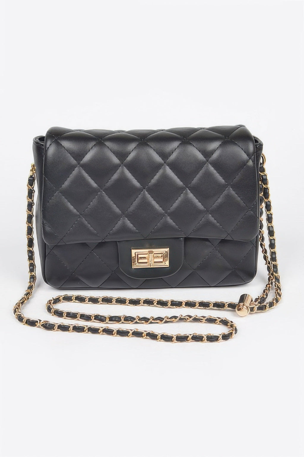 Quilted Faux Leather Flap Bag