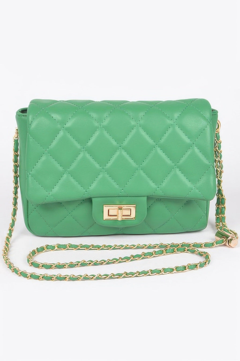 Quilted Faux Leather Flap Bag