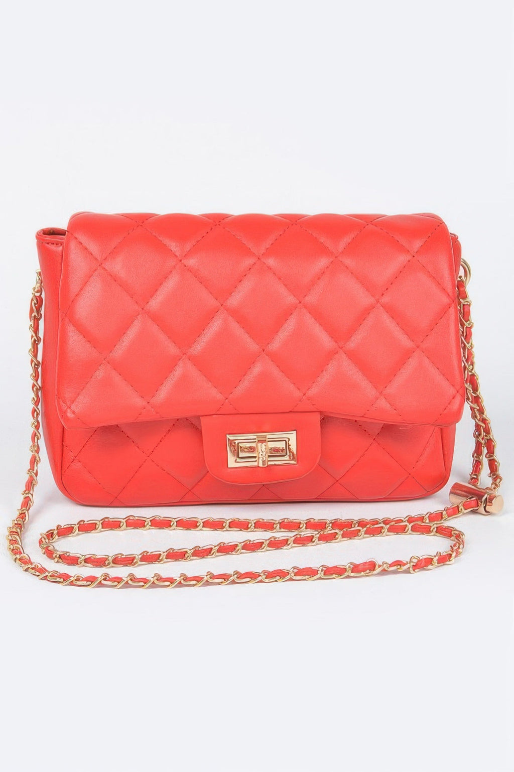 Quilted Faux Leather Flap Bag