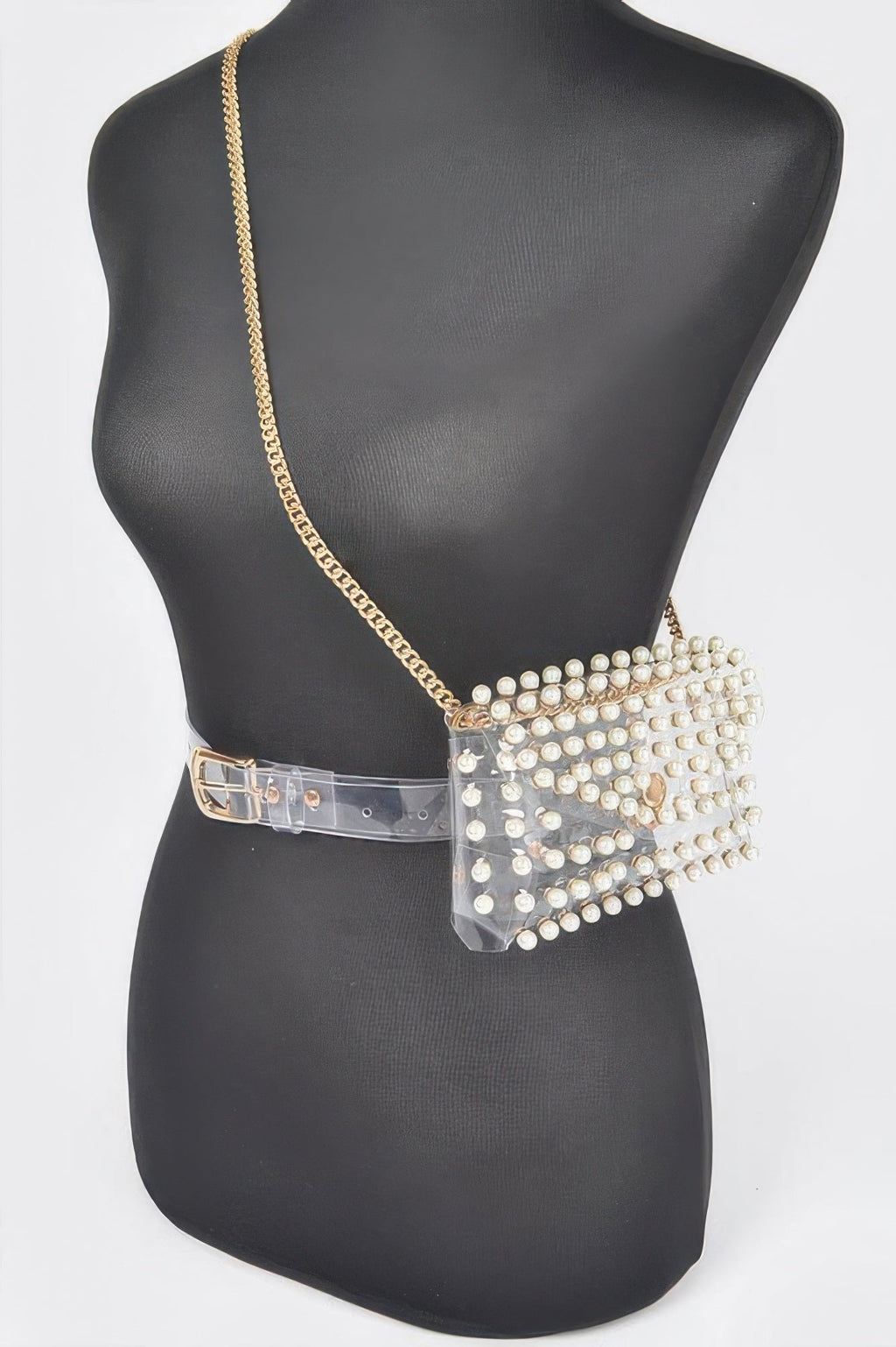 Rhinestone Clear Plus Size Belt Bag W/chain