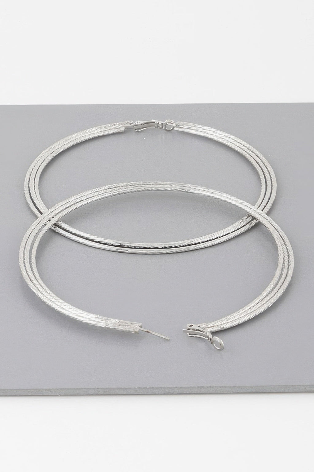 Wide Triple Rope Hoop Earrings