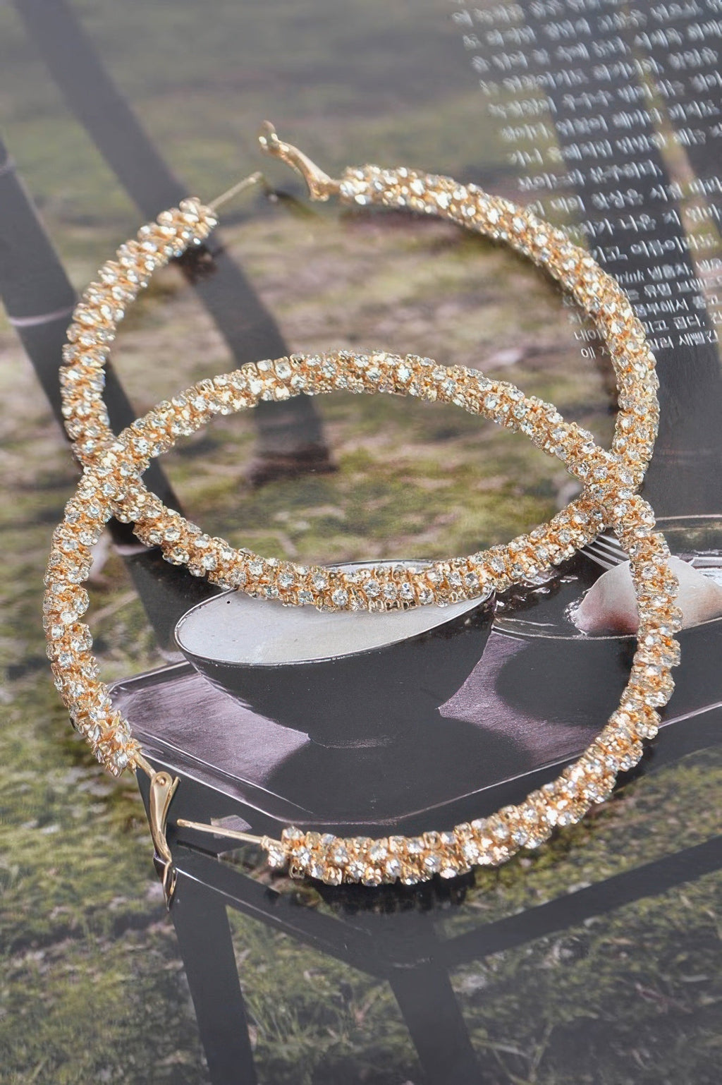 Twisted Rhinestone 80mm Hoop Earrings