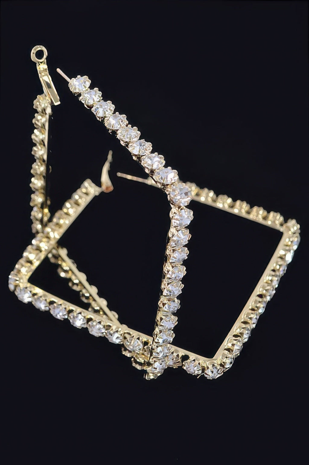 Rhinestone Square Hoop Earrings