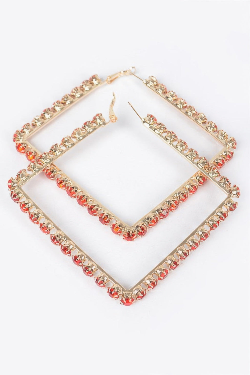 Rhinestone Square Hoop Earrings