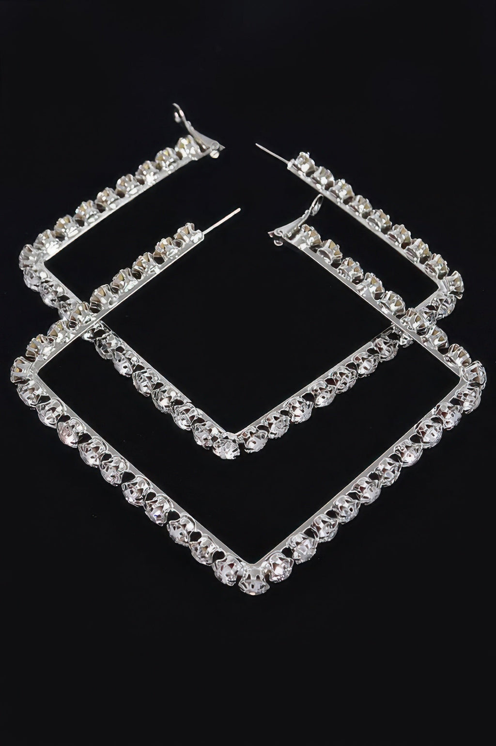 Rhinestone Square Hoop Earrings