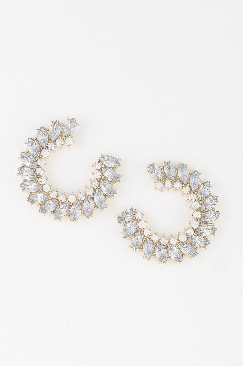 Crystal Leaf Hoop Earrings