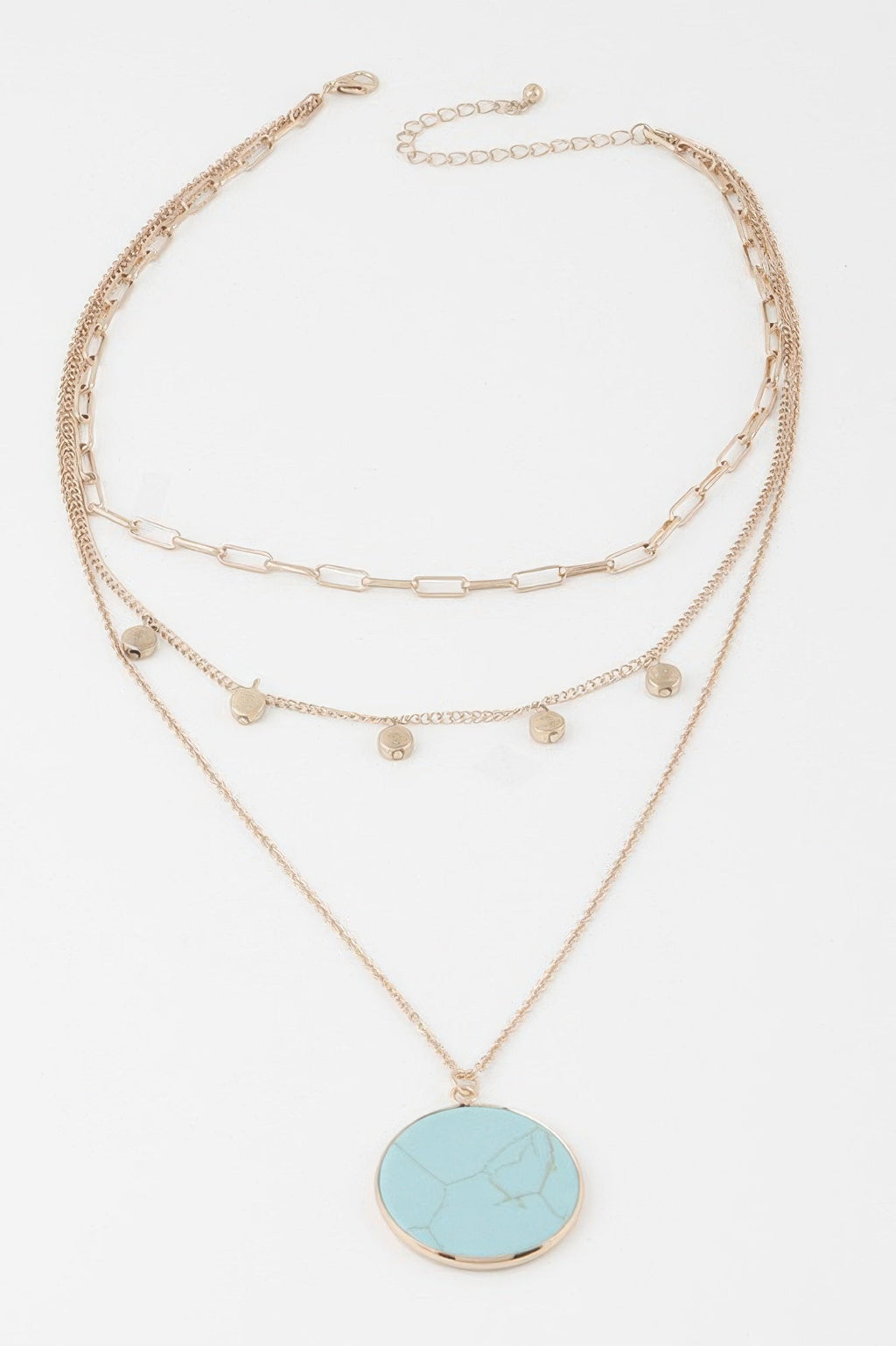 Multi Stone Pendant Chain Necklace
