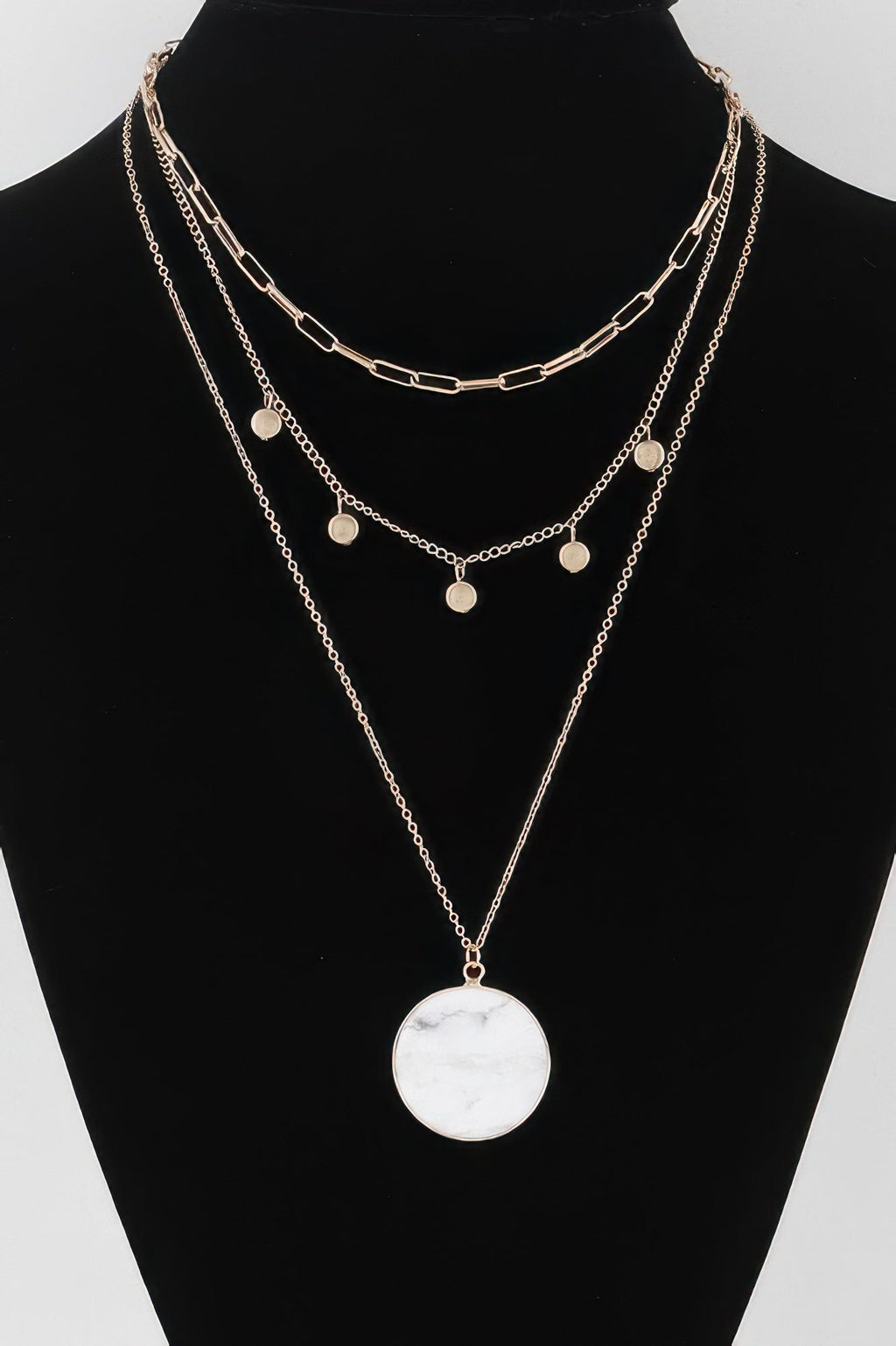 Multi Stone Pendant Chain Necklace