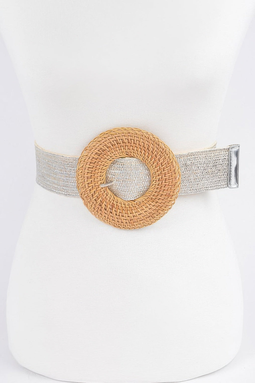 Round Handmade Bamboo Buckle Elastic Belt