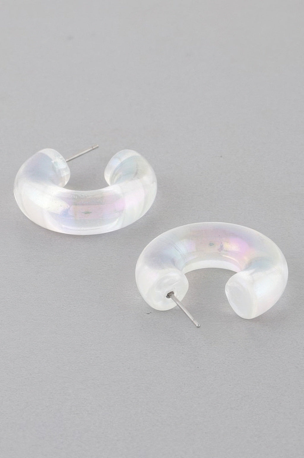 Two Toned Clear Hoop Earrings