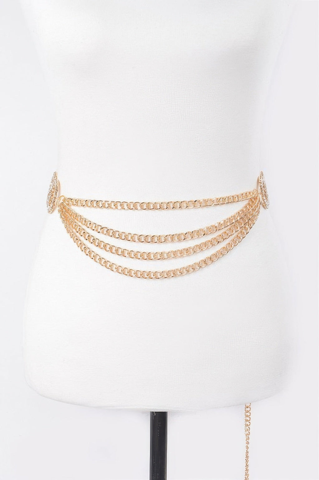 Circle Buckle Layered Chain Belt