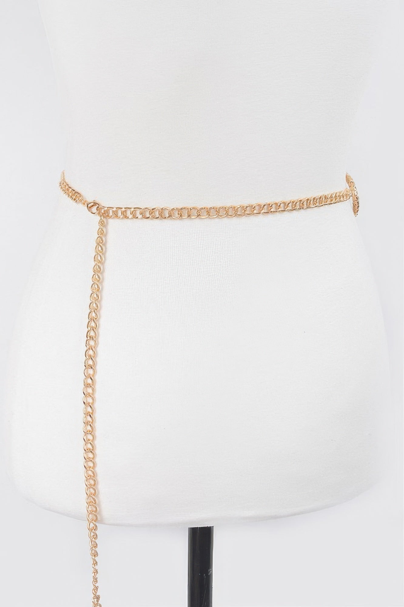 Circle Buckle Layered Chain Belt