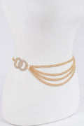 Circle Buckle Layered Chain Belt