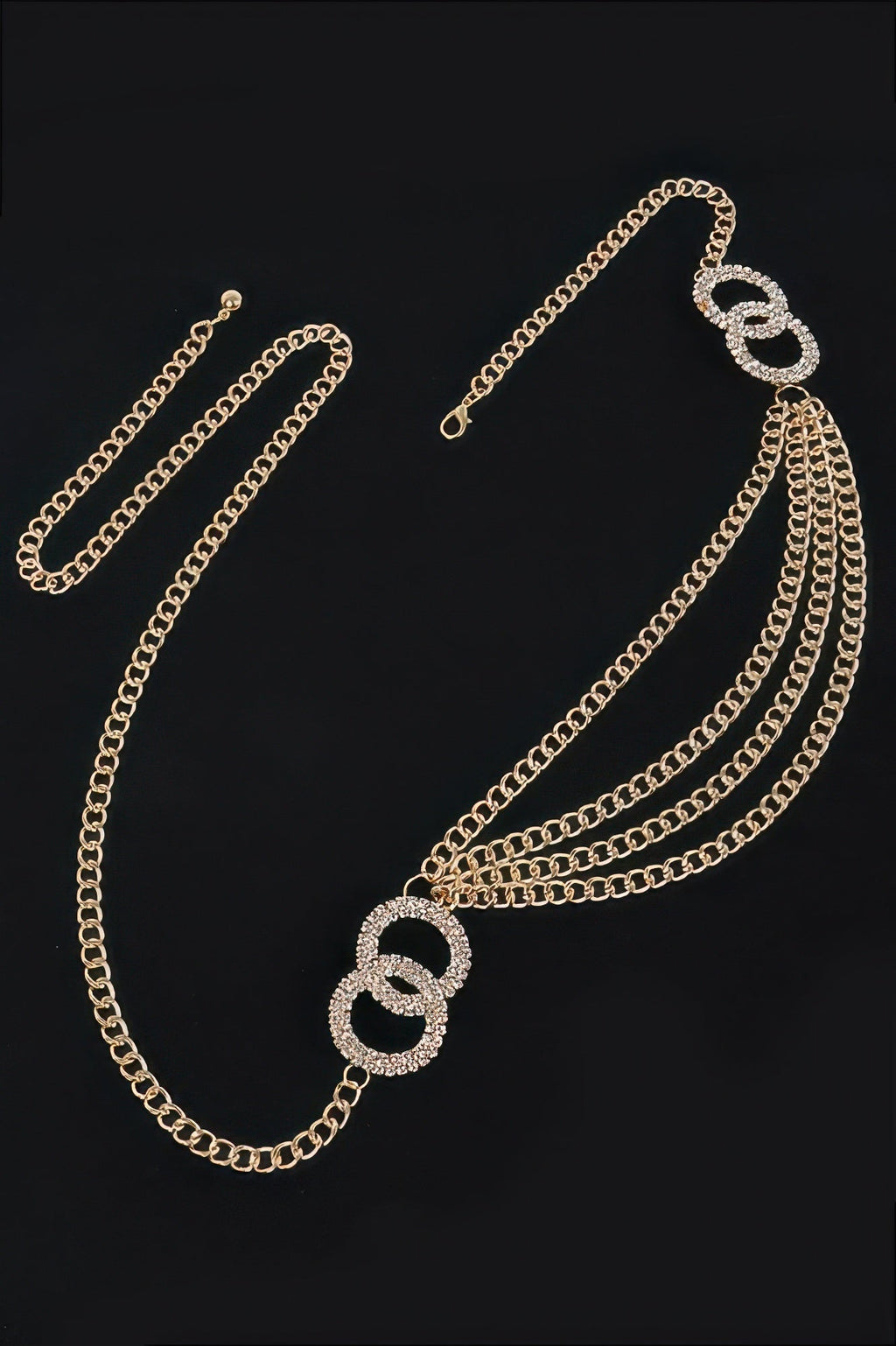 Circle Buckle Layered Chain Belt