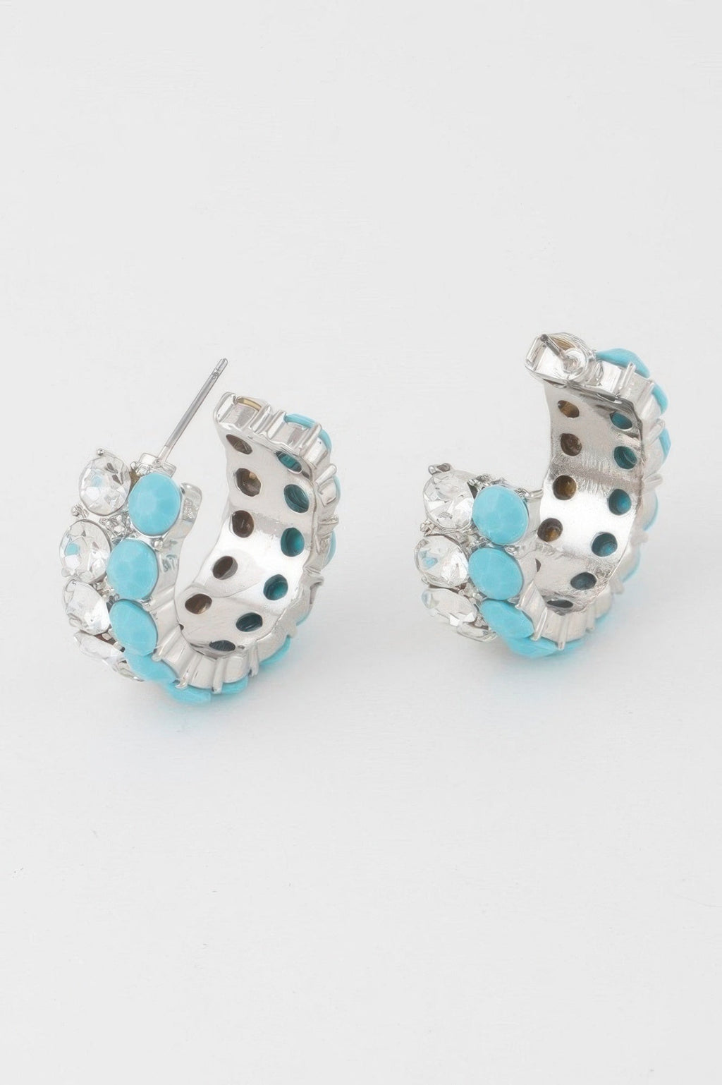 Double Jewel Stone Hoop Earrings