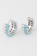 Double Jewel Stone Hoop Earrings