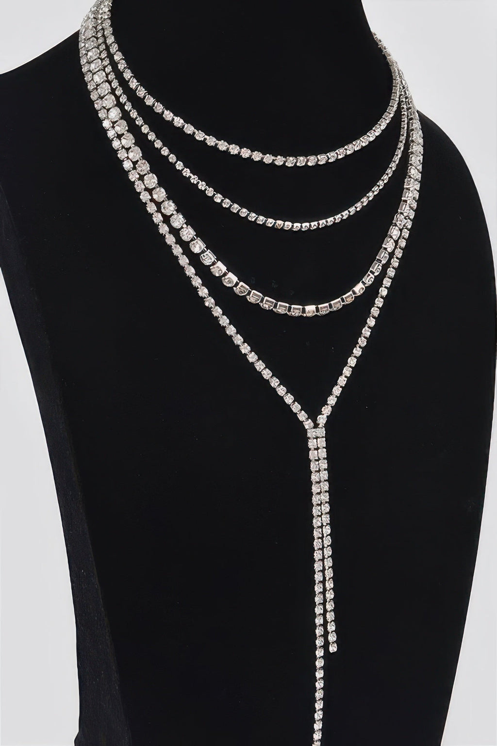 Multi-layered Rhinestone Long Necklace