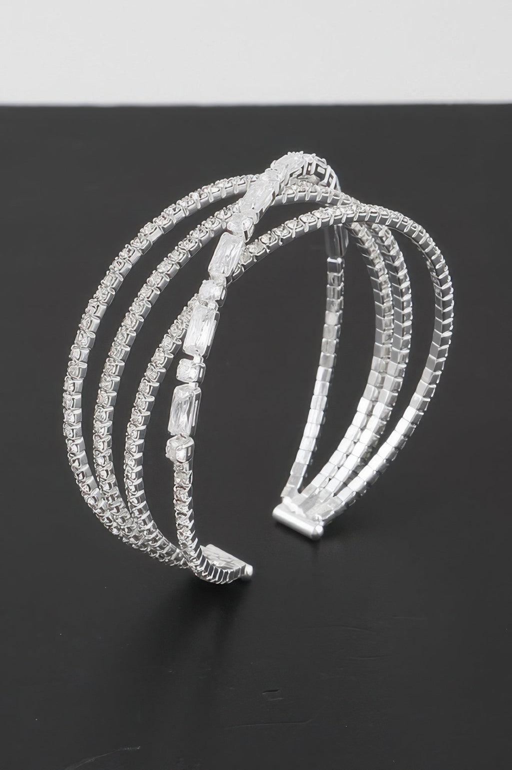 Multi Crystal Laced Cuff Bracelet