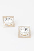 Framed Rhinestone Stud Earrings